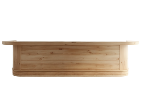A store counter light brown wooden isolated on white background, png
