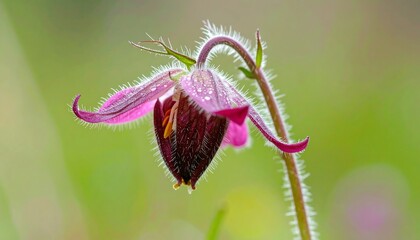 Obraz premium Close-up of a delicate pink flower with water droplets.