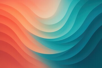 Contemporary fluid gradient waves with coral and teal tones creating modern digital art backdrop for creative agency portfolio presentations