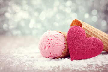 Romantic Ice Cream Treat with Heart for Valentine's Day Celebration
