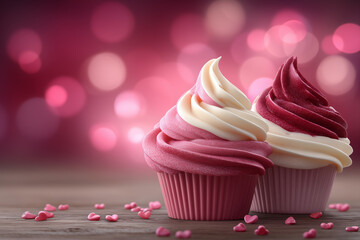 Delicious Pink and White Cupcakes with Sweet Swirls for Valentine's Day Celebration