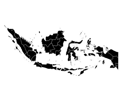 Black and White Map of Indonesia