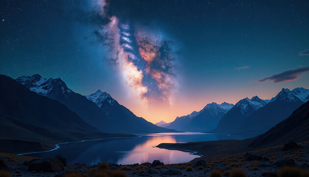 Milky Way over Monument Valley at Twilight, Desert Night Sky