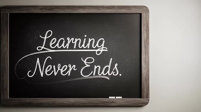 Learning Never Ends: A message of lifelong learning and endless possibilities, beautifully inscribed on a chalkboard.
