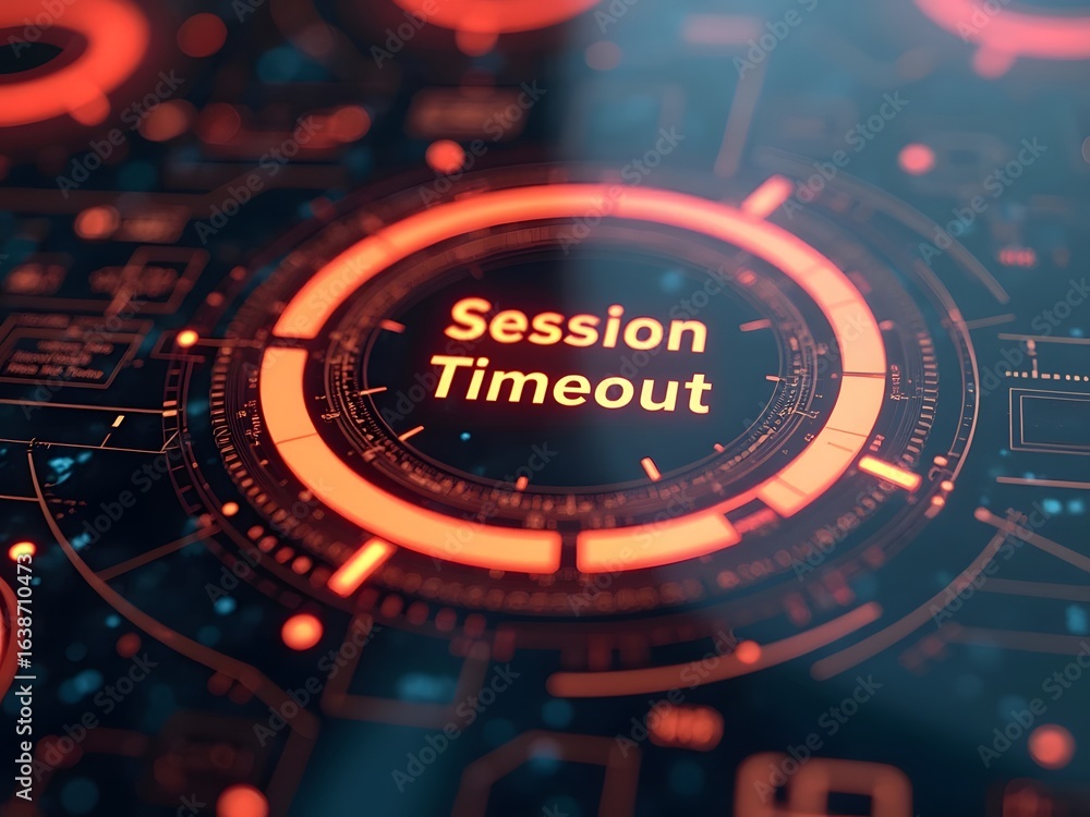 Poster cybersecurity alert concept features a glowing orange circular interface, horizontal composition. th