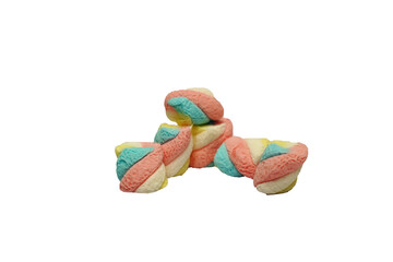 Colorful Marshmallow isolated on White background 