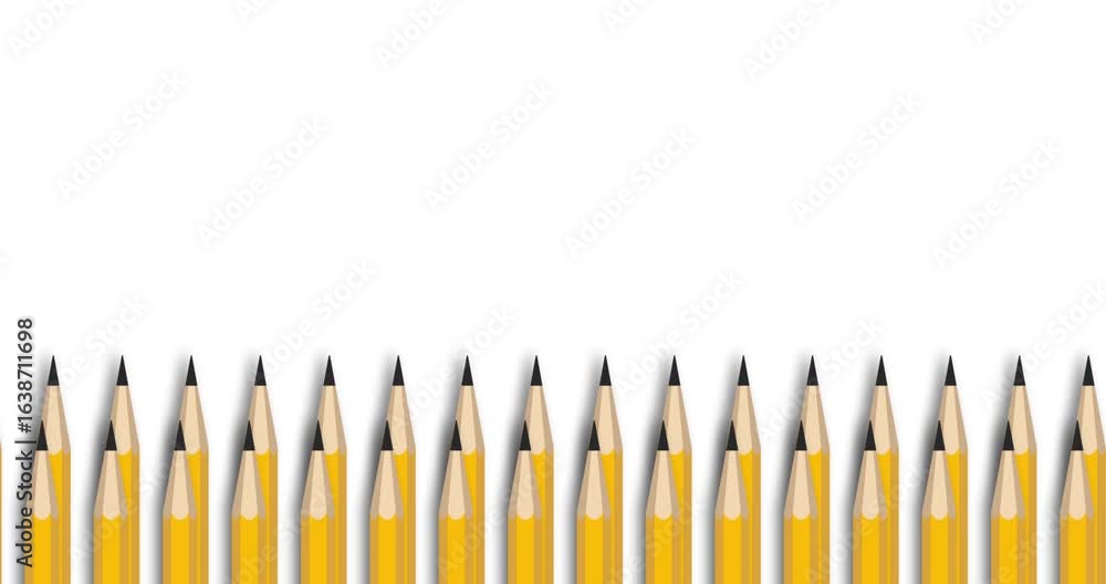 Poster design of several pencils intertwined at the bottom of the screen on a white background