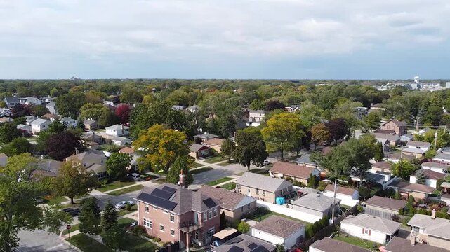 Morton Grove IL Chicago suburb fall drone flight suburban autumn aerial 