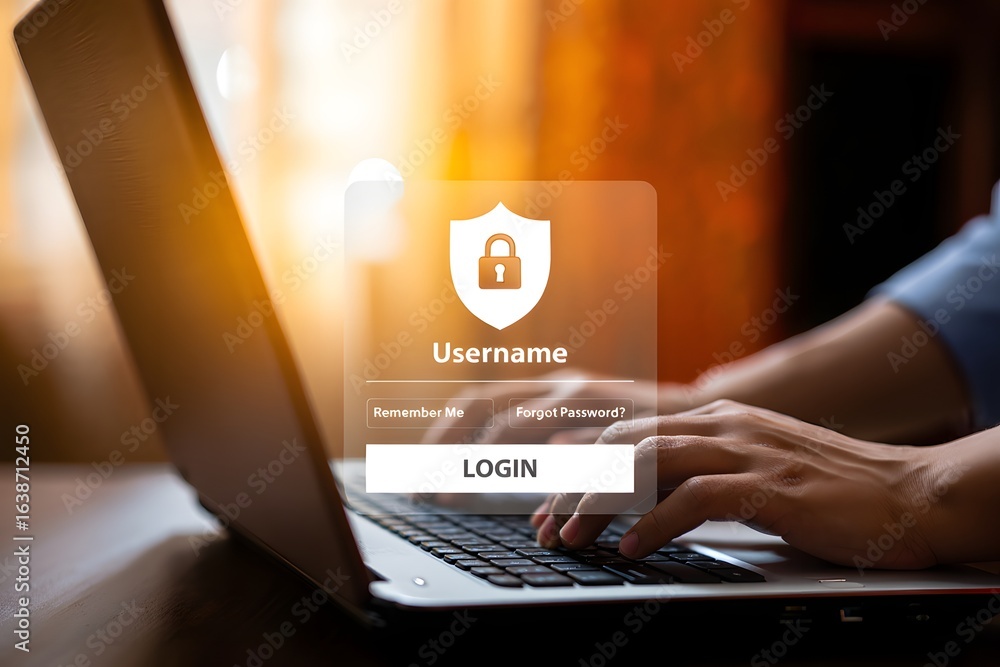 Poster cybersecurity concept, cyber secure digital information, user privacy security and encryption, secur