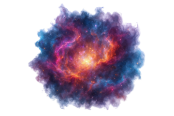 Vibrant Cosmic Nebula Swirl with Glowing Stars and Nebulous Clouds in Deep Space