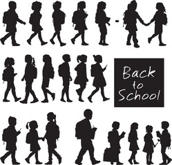 School Kids Silhouette Set

