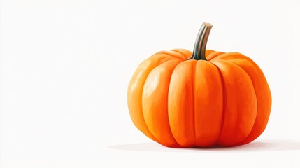 Obraz premium Single orange pumpkin on white background