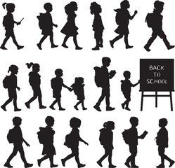 School Kids Silhouette Set

