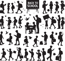 School Kids Silhouette Set


