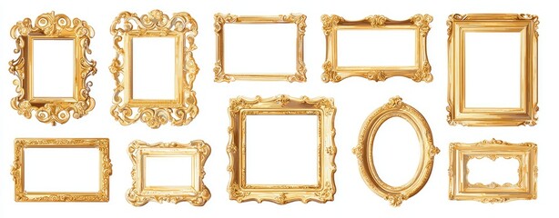 Collection of ornate gold picture frames