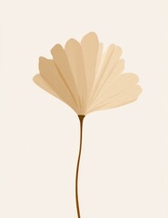 Beige flower, minimalist style. Light tan petals fan out from stem
