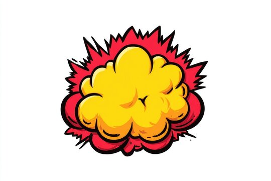Cartoon explosion, yellow cloud with red burst