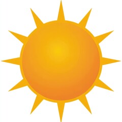 Simple, stylized sun graphic.  Bright orange circle with radiating yellow-orange rays