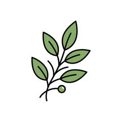 Simple Green Leafy Branch Illustration