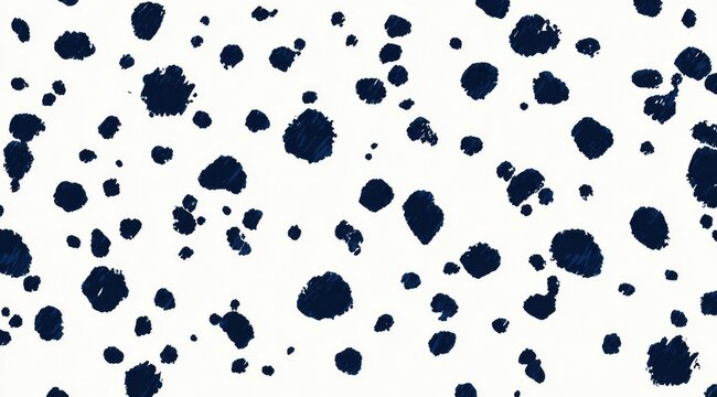 Abstract dalmatian print, white background, dark navy spots