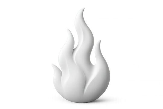 Stylized white 3d flame ascending against transparent backdrop, embodying dynamic visual energy for graphic design applications