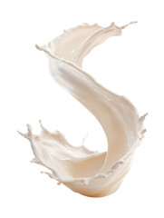 A realistic milk splash in the air  isolated on white background