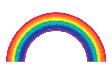 A vibrant, full rainbow arches across a white background.  Textured with speckled dots