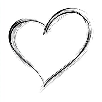 Simple, hand-drawn heart shape,  black ink on white background