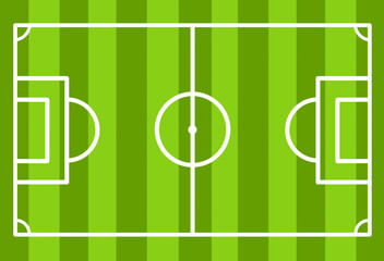 Football field vector illustration in simple and trendy style. Illustration of soccer lawn from top view in EPS format. This design is suitable for sport background. 