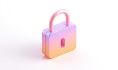 A 3D pastel-colored padlock icon, featuring a gradient from light purple to orange-pink