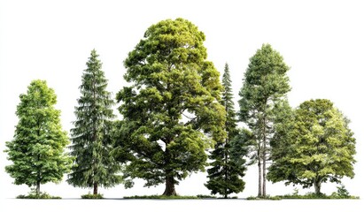 Fototapeta premium Group of diverse trees against white background