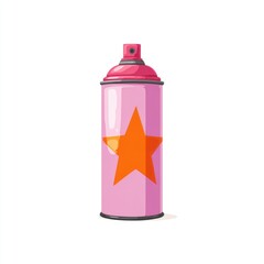 Pink spray paint can with orange star graphic