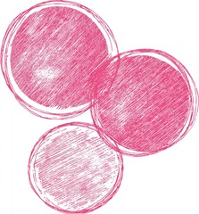 Three overlapping, textured, pink circles