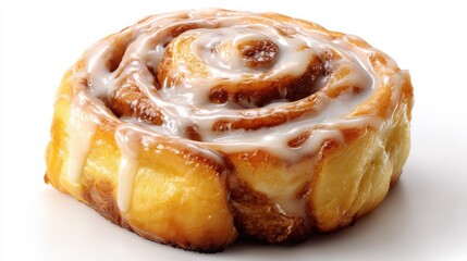 Delicious Cinnamon Roll with Sweet Icing, a Perfect Treat for Breakfast or Dessert, Isolated on White