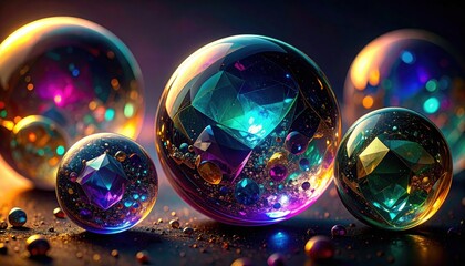 Reflective iridescent orbs arrangement visual decorative design art