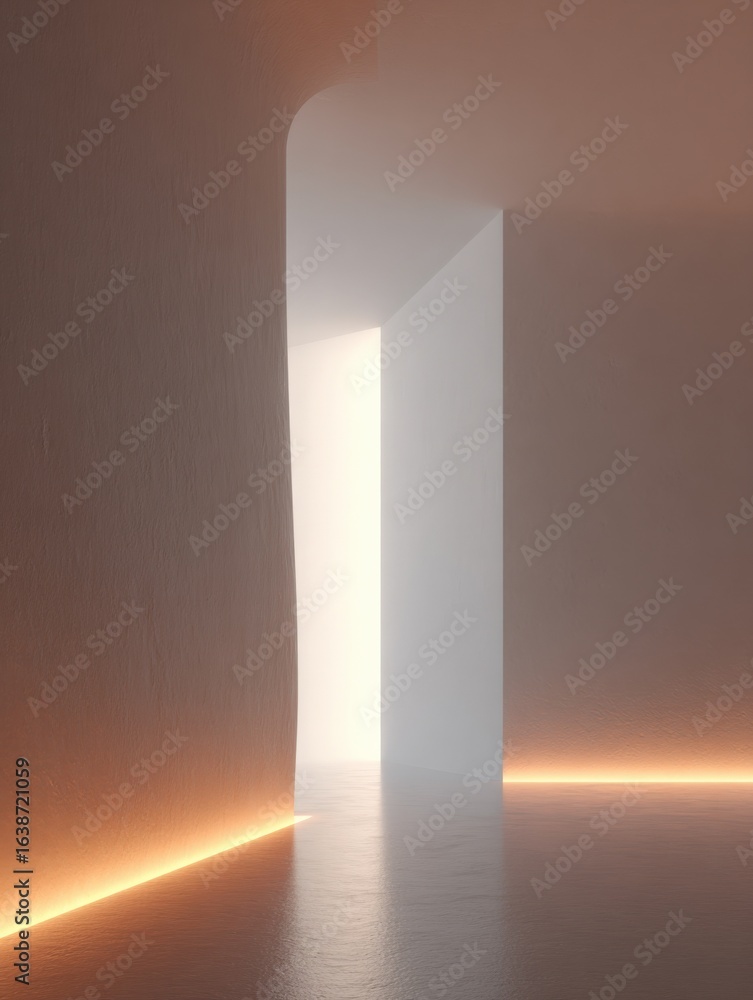 Poster abstract minimalist interior design with soft lighting and clean lines for modern architecture