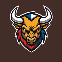 vector illustration of a bull's head as a game logo