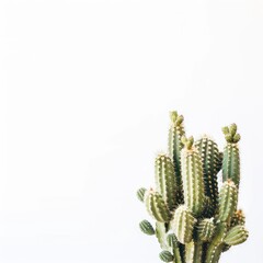 Group of light green cacti against a white background