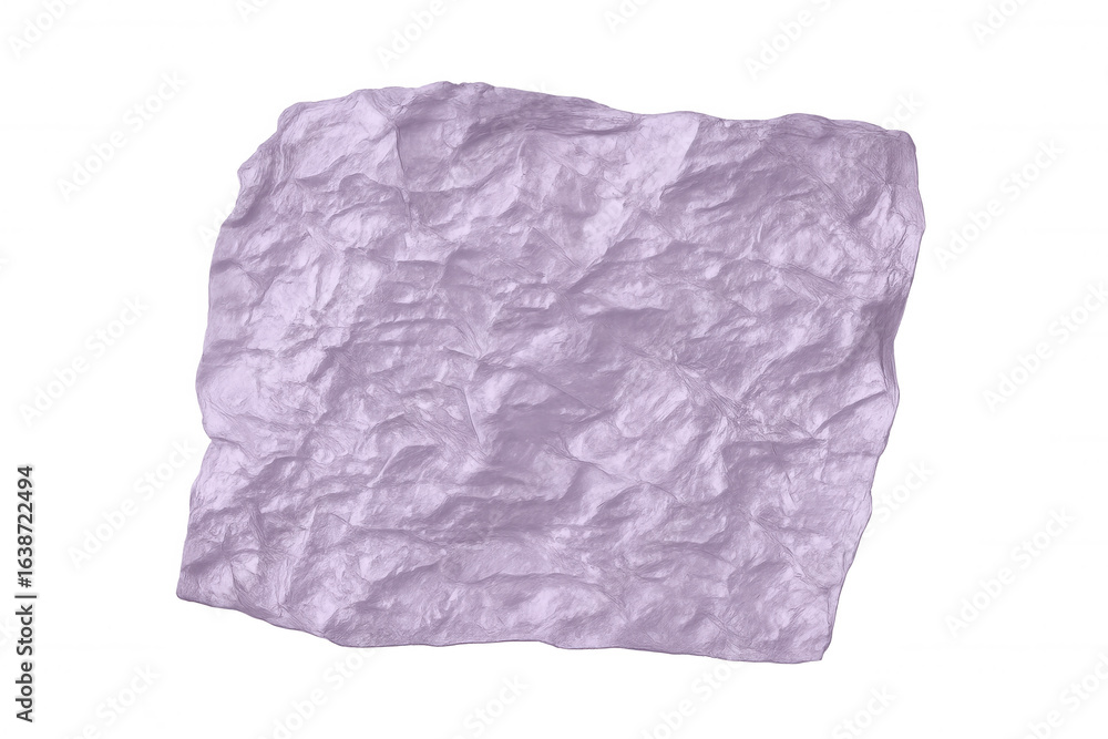 Poster crumpled lavender paper creating textural background with translucent surface, offering visual depth