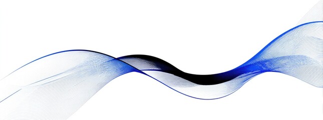 Abstract blue and black wave design on white background