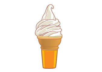 Delicious soft serve ice cream perfectly swirled in a crispy cone, ideal for enjoying on a warm day. Food concept