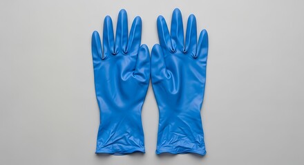 Vibrant blue protective gloves arranged on a neutral background offering safety assurance