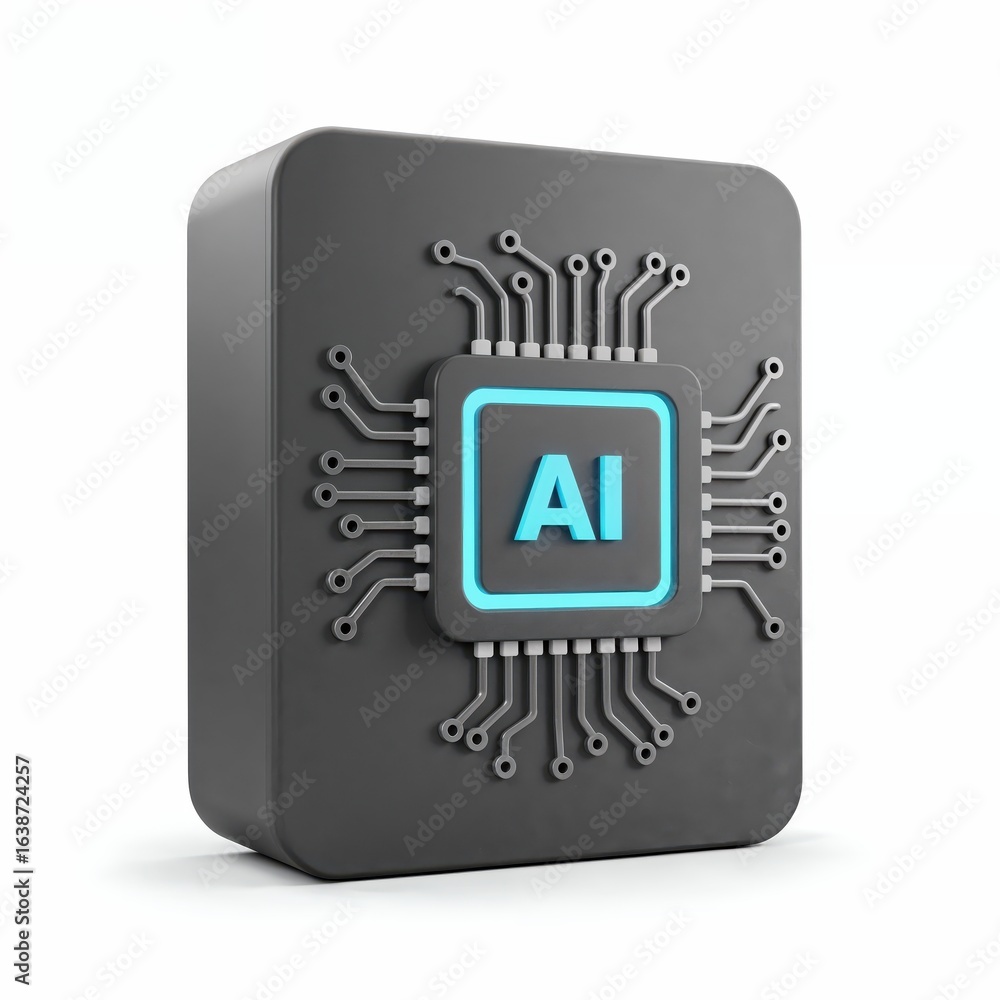 Poster ai chip: a sleek, modern rendering of a central processing unit (cpu) embedded with ai, highlighting