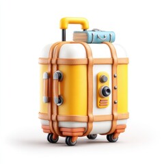 Cute 3D cartoon yellow luggage adds a playful touch to your travel essentials, perfect for kids and adults alike.