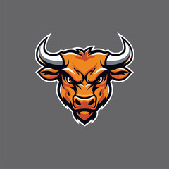 vector illustration of a bull's head as a game logo 
