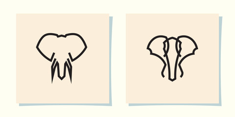 Abstract elephant head outline logo, vector illustration of simple elephant head silhouette logo