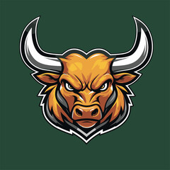 vector illustration of a bull's head as a game logo 