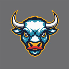 vector illustration of a bull's head as a game logo 