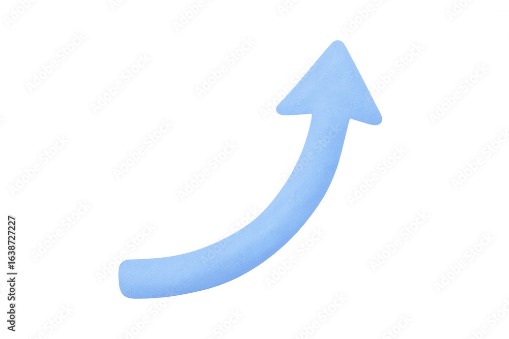 Poster 3d rendering of a simple blue arrow pointing upward on a transparent background, representing growth