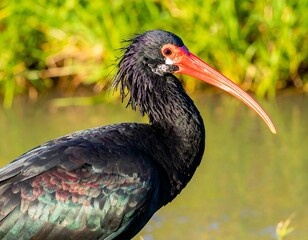Close-up of a glossy ibis.